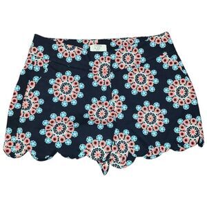 Crown & Ivy Floral Scalloped HemCotton Stretch Shorts